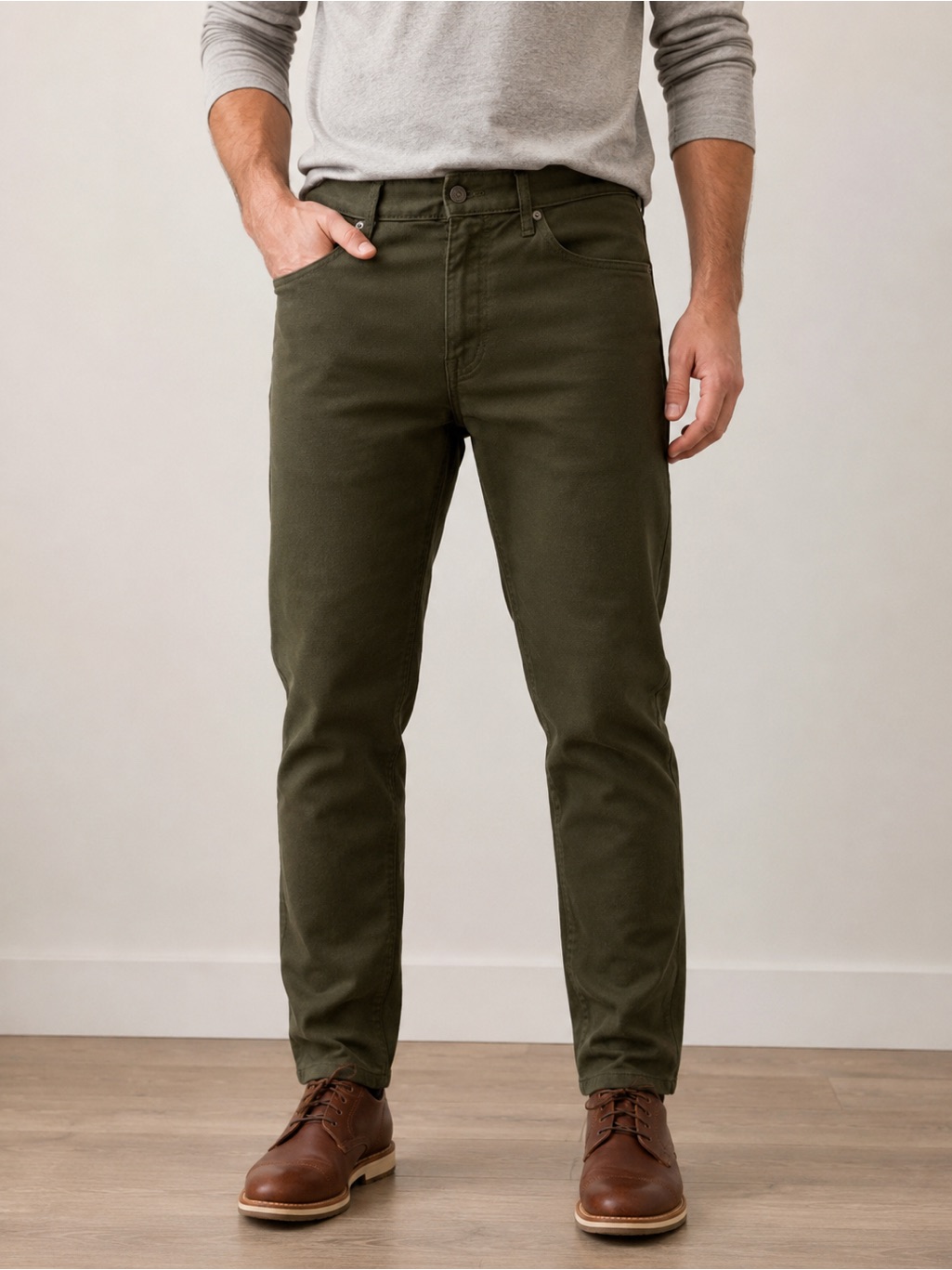 Banana Republic Travel Jean Pants Mens 33x32 Slim Fit Olive Green Stretch